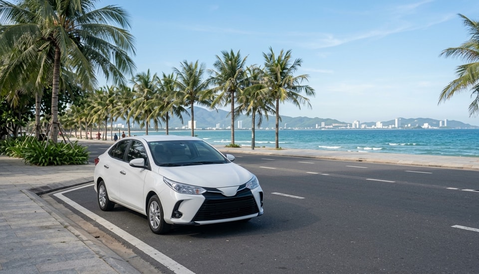 Standard Sedan Toyota Vios on Da Nang coastal road