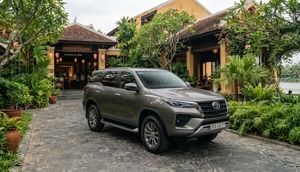 Toyota Fortuner SUV in Hoi An resort setting